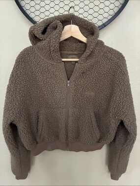 SKIMS Brown Sherpa Zip Hoodie